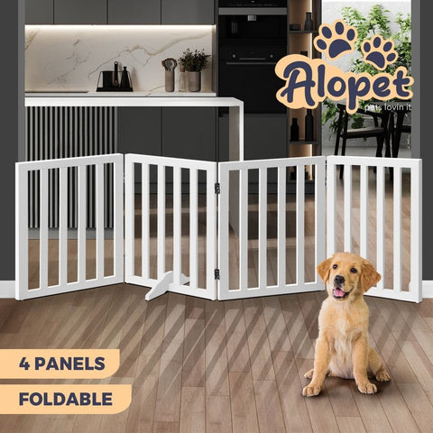 Grey Wooden Pet Gate Safety Barrier (Stairs or room divider) with 4 Panels (1.89mt x 80cm)