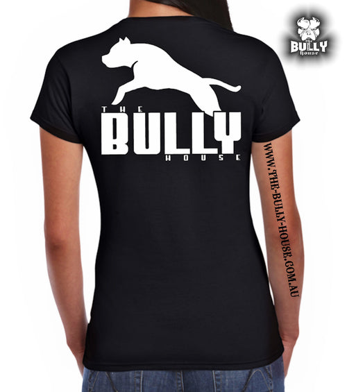 The Bully House -- INSPIRED NO.1 -- T-Shirt - WOMENS  CUT (White print)