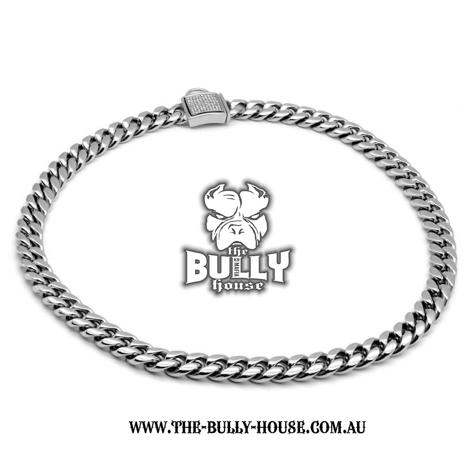 The Bully House "MIAMI Diamond Padlock" - SILVER 14mm Wide -