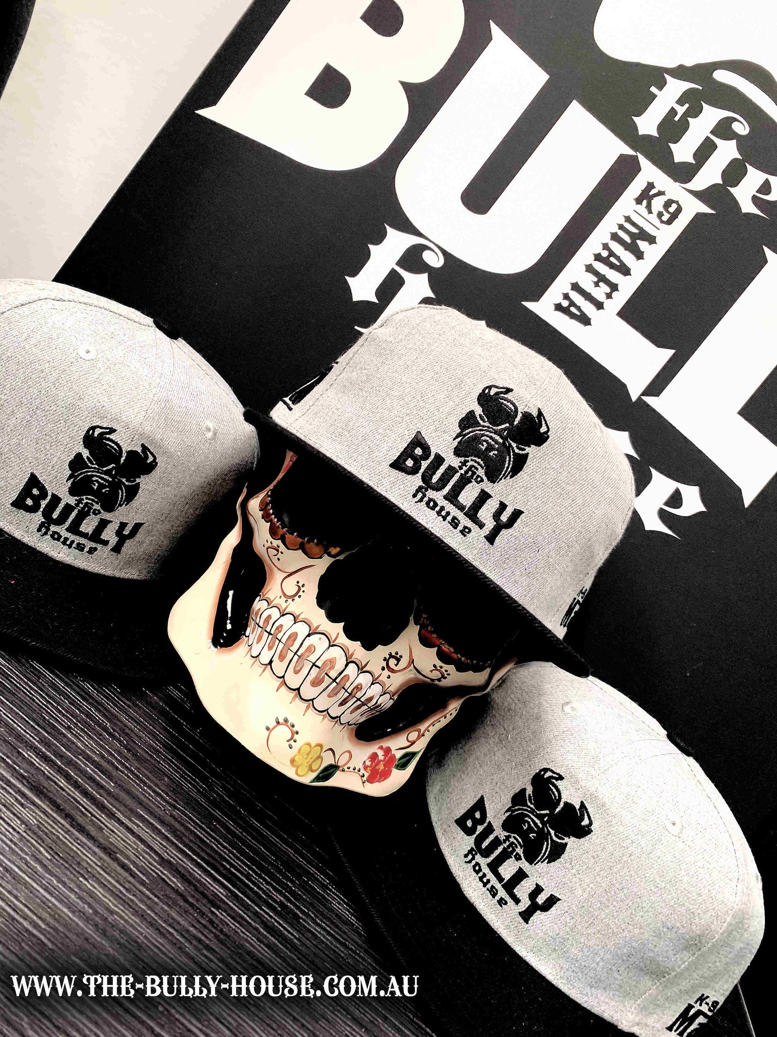 The Bully House - HARDCORE SNAPBACK - CAPS - GHOST GREY / BLACK