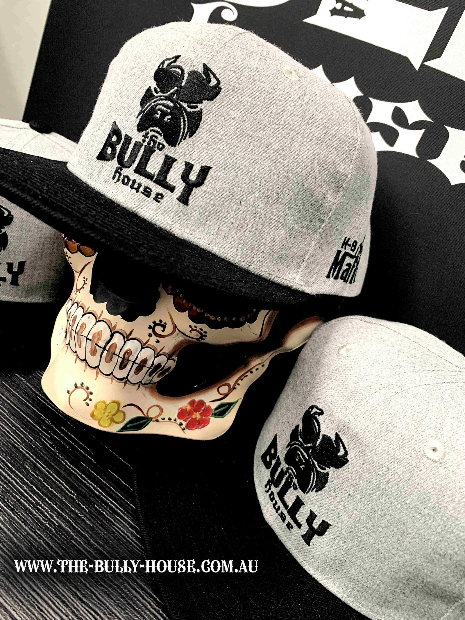 The Bully House - HARDCORE SNAPBACK - CAPS - GHOST GREY / BLACK