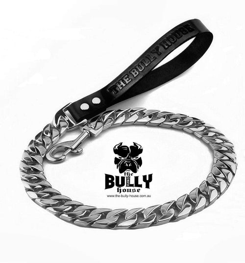 The Bully House "MONSTER LEASH Collection" SILVER -- 32mm Wide   (Free Post in Aust)