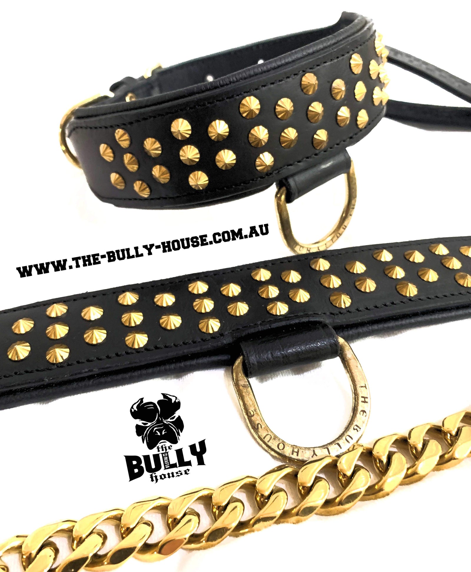 MINI TITAN - Black and Gold - Small Breed and Puppy - FULL Leather