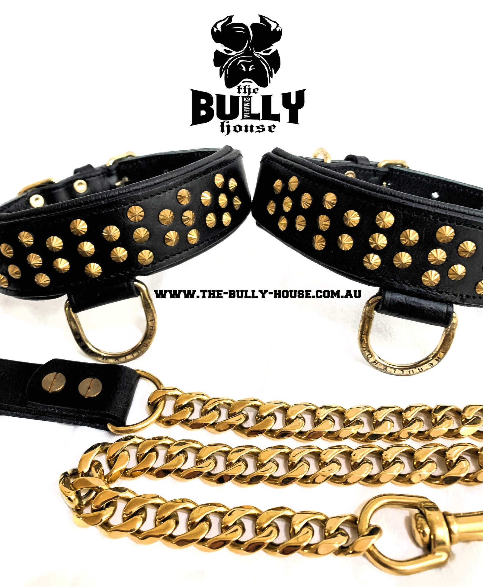 MINI TITAN - Black and Gold - Small Breed and Puppy - FULL Leather