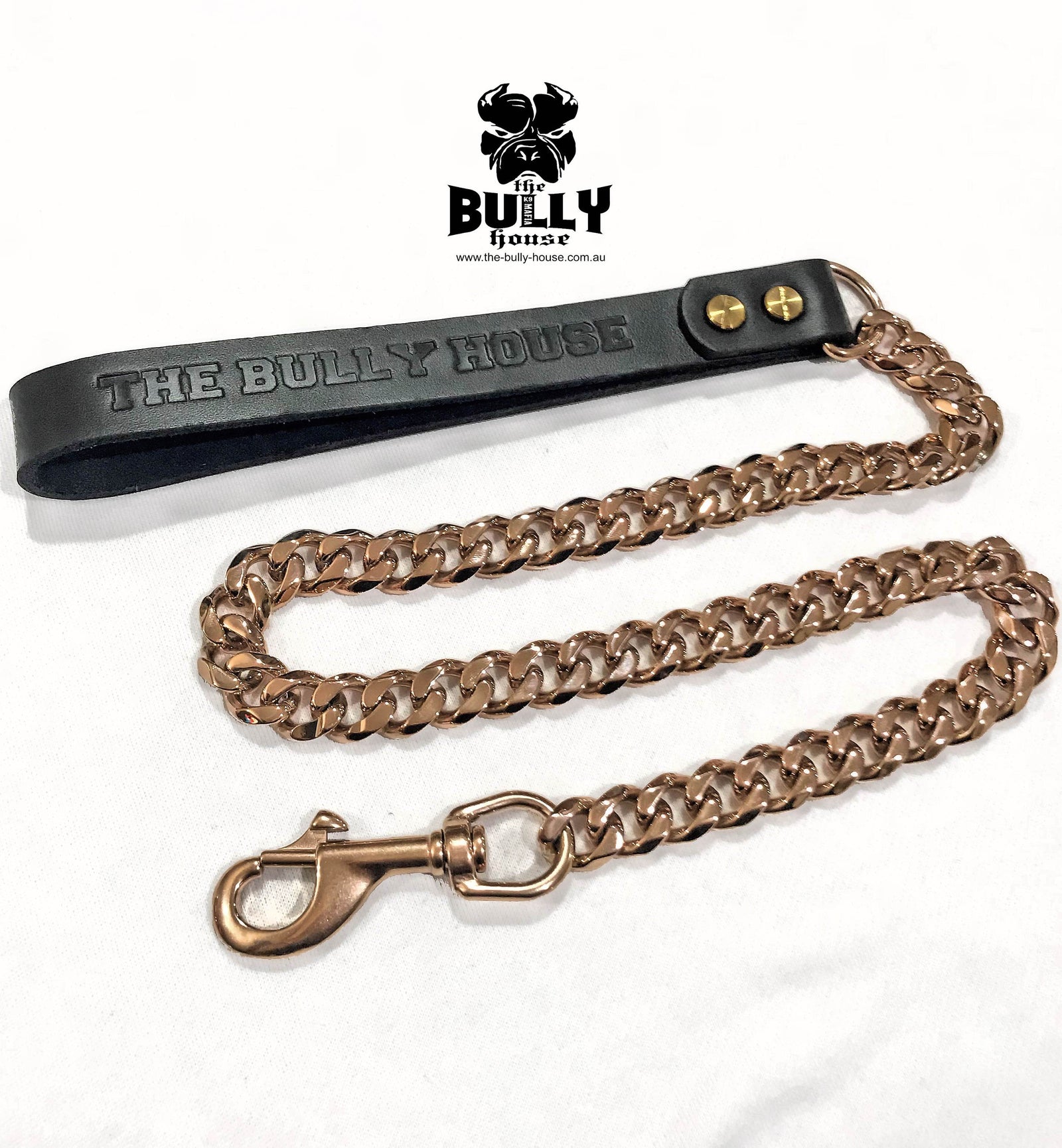 The Bully House "LEASH Collection" ROSE GOLD 18mm Wide - 90CM