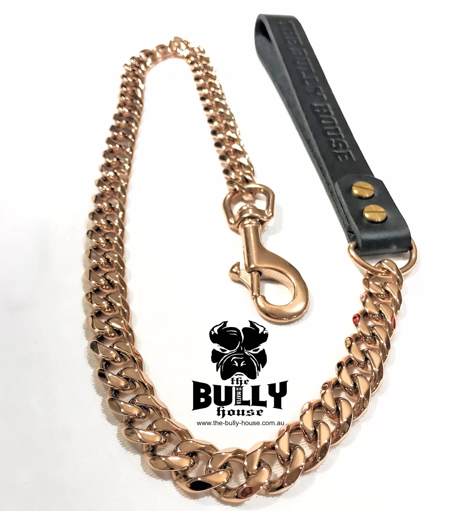 The Bully House "LEASH Collection" ROSE GOLD 18mm Wide - 90CM