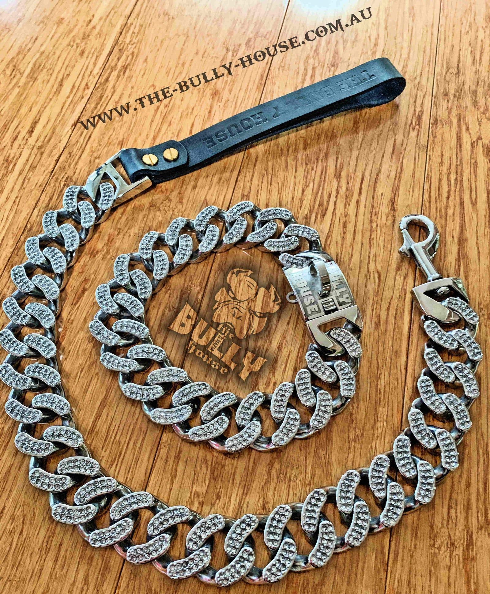 ICED OUT KING - LEASH - Diamond Collection" PLATINUM SILVER -- (Free Post in Aust)