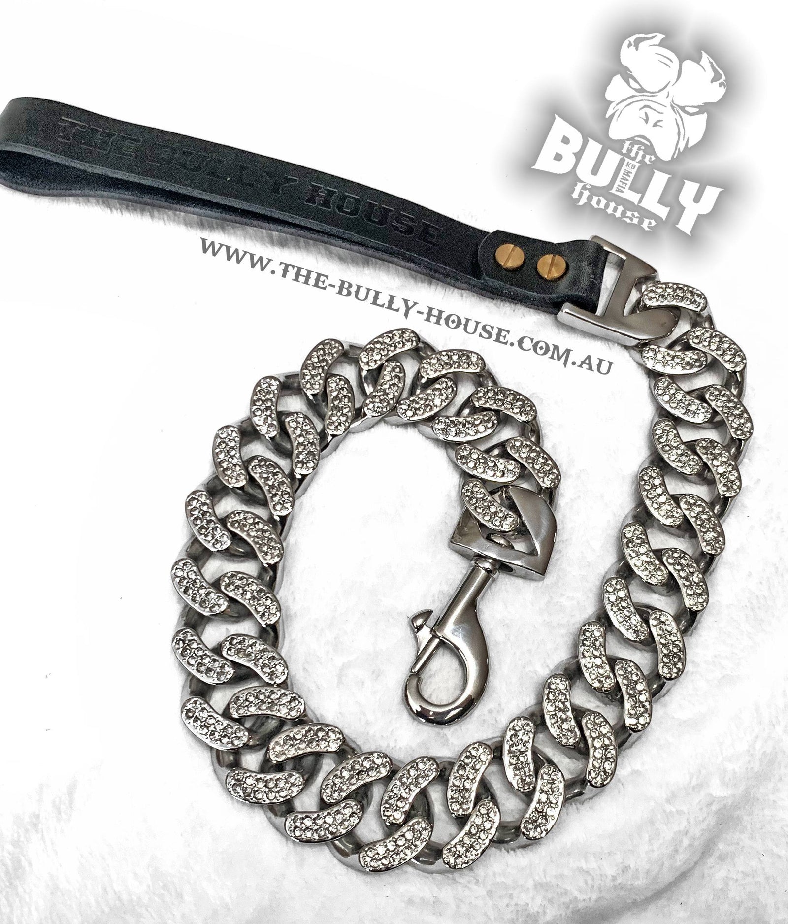 ICED OUT KING - LEASH - Diamond Collection" PLATINUM SILVER -- (Free Post in Aust)