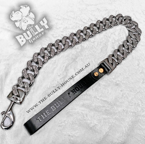 ICED OUT KING - LEASH - Diamond Collection" PLATINUM SILVER -- (Free Post in Aust)