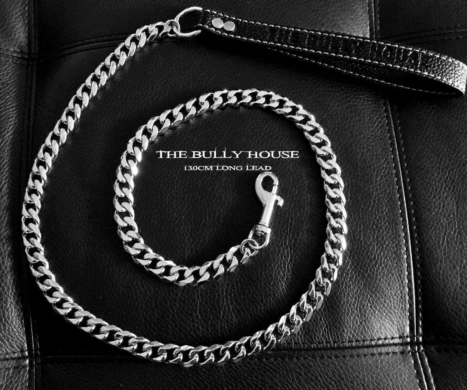 The Bully House "LEASH Collection" SILVER 18mm Wide - 130CM LONG
