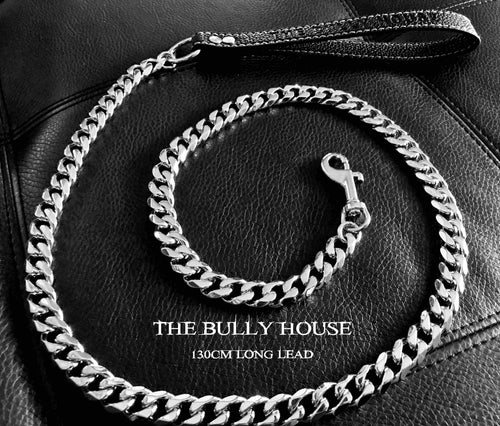 The Bully House "LEASH Collection" SILVER 18mm Wide - 130CM LONG