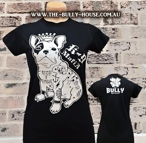 Bad Ass Frenchy Inked - T-SHIRT - WOMENS  CUT (White print)