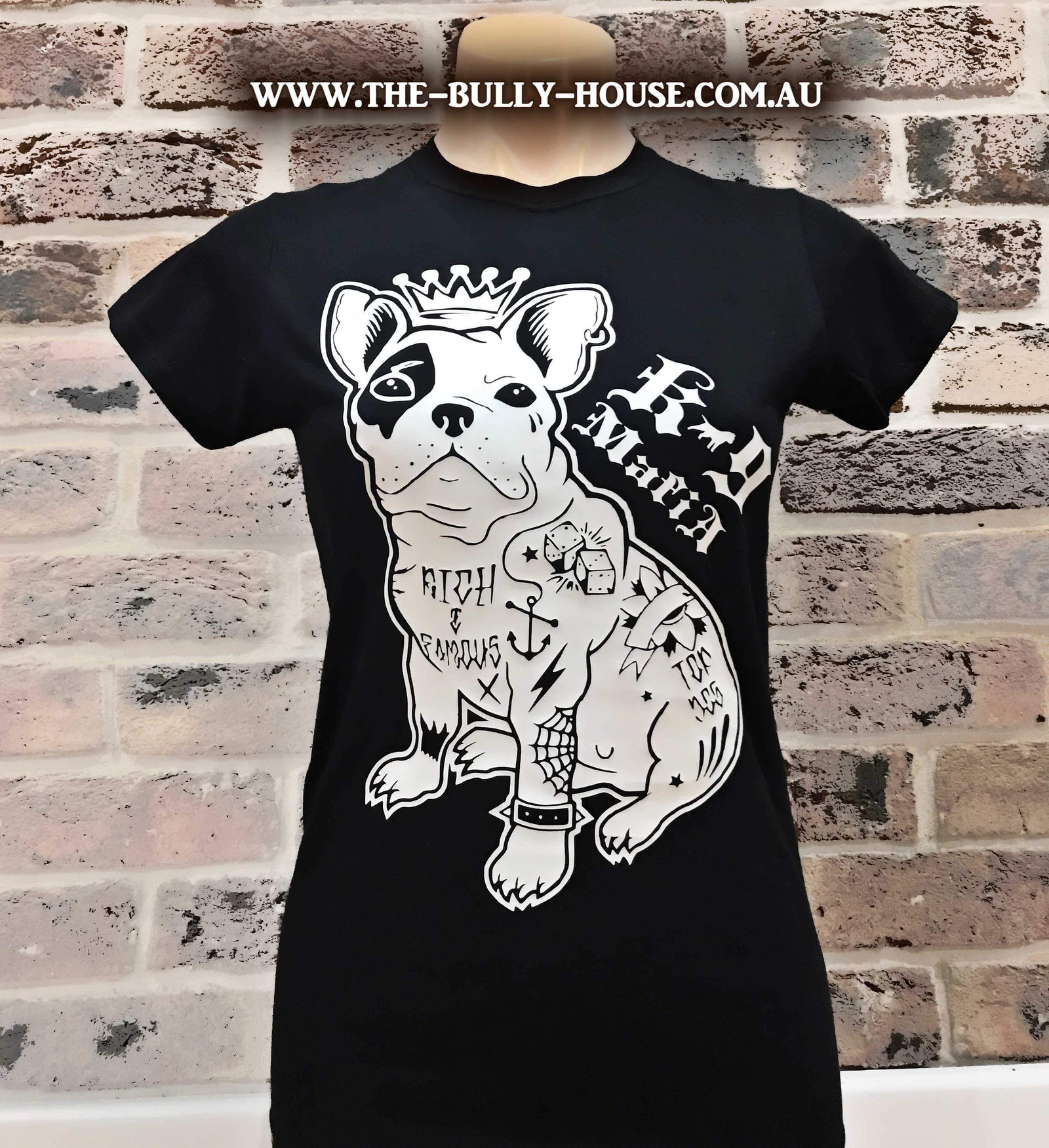 Bad Ass Frenchy Inked - T-SHIRT - WOMENS  CUT (White print)