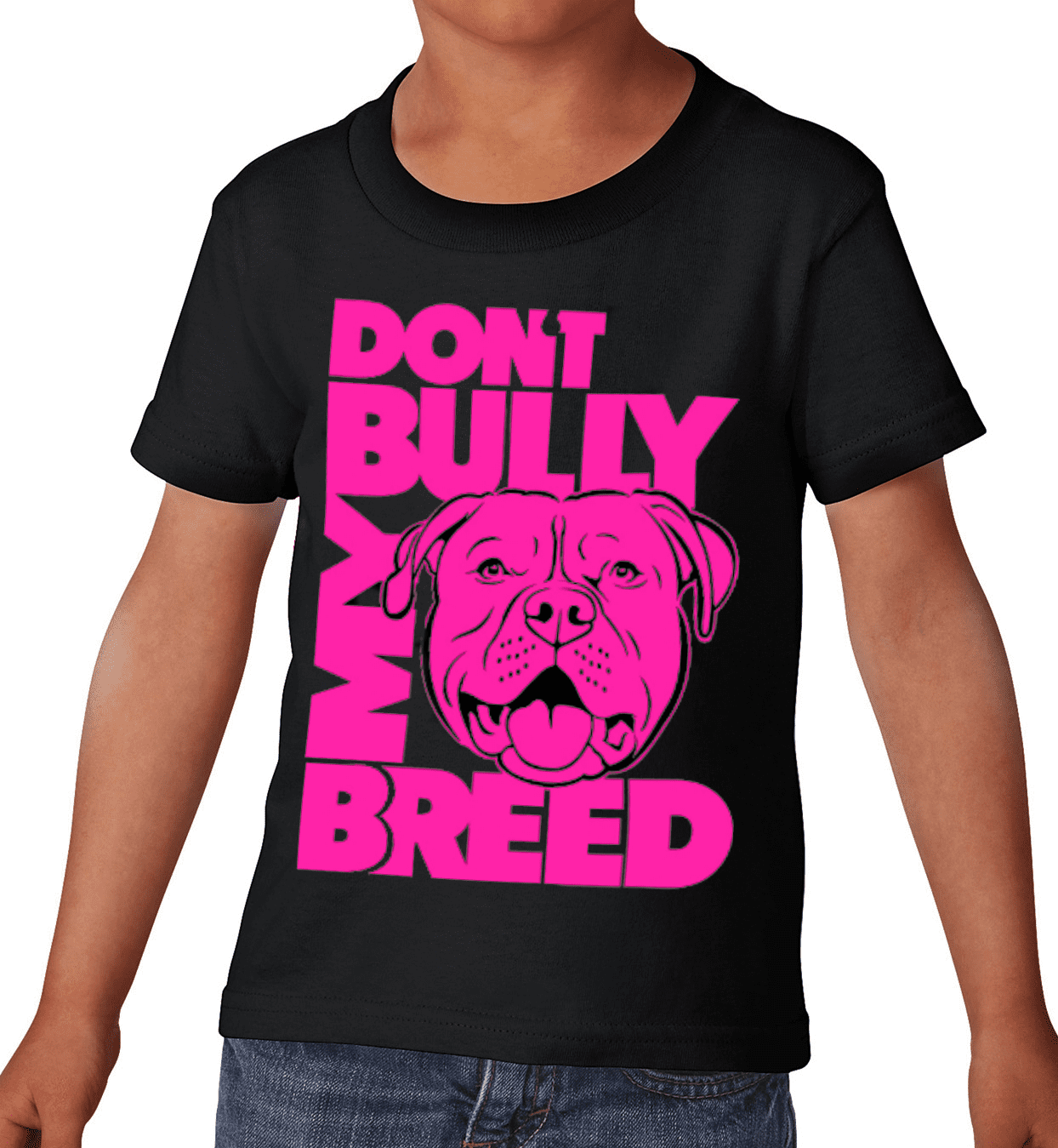 Don't BULLY My BREED - Kids Shirt - Hot PINK print