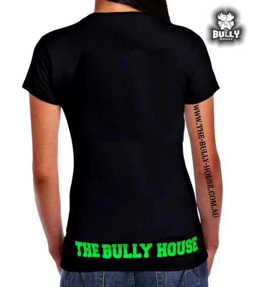 The Bully House - Womens T-SHIRT - FLURO GREEN Print