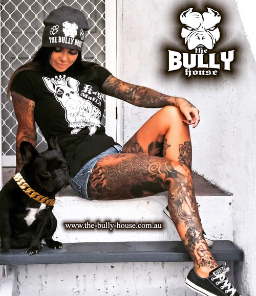 Bad Ass Frenchy Inked - T-SHIRT - WOMENS  CUT (White print)