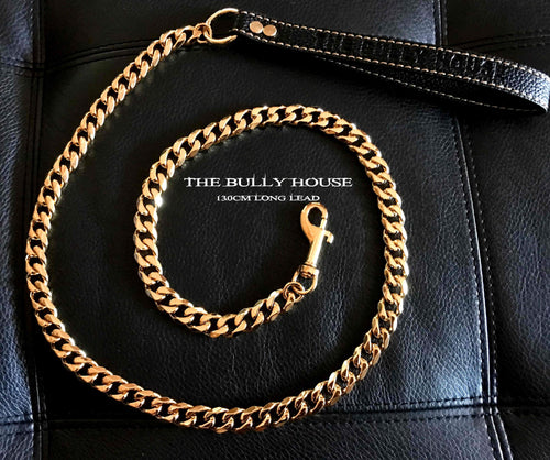 The Bully House "LEASH Collection" GOLD 18mm Wide - 130CM LONG