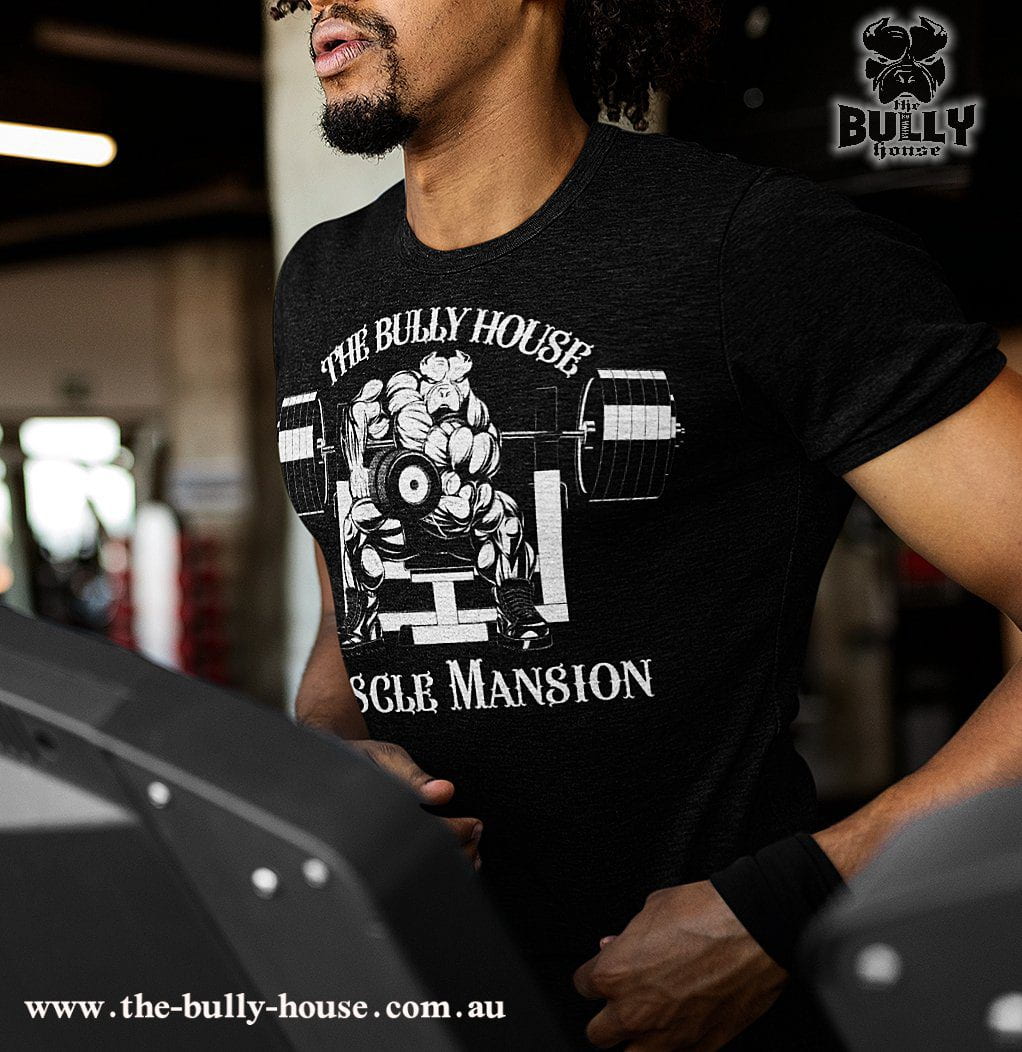 MUSCLE MANSION - Black T Shirt - MENS or Unisex
