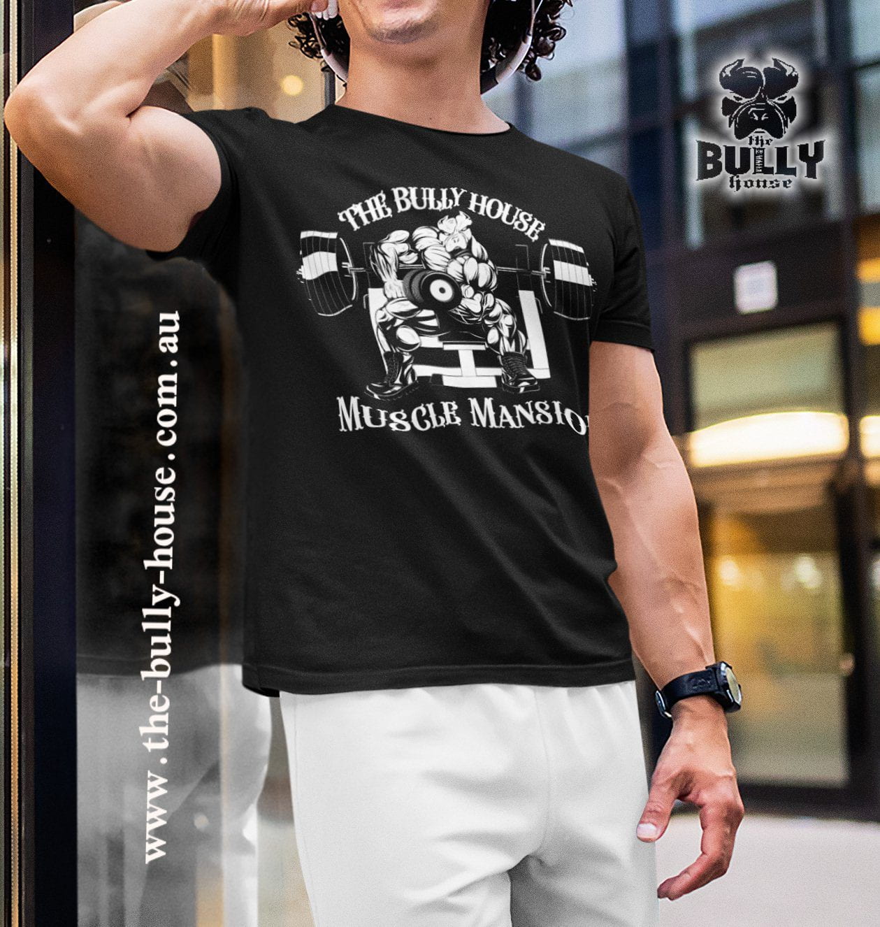 MUSCLE MANSION - Black T Shirt - MENS or Unisex