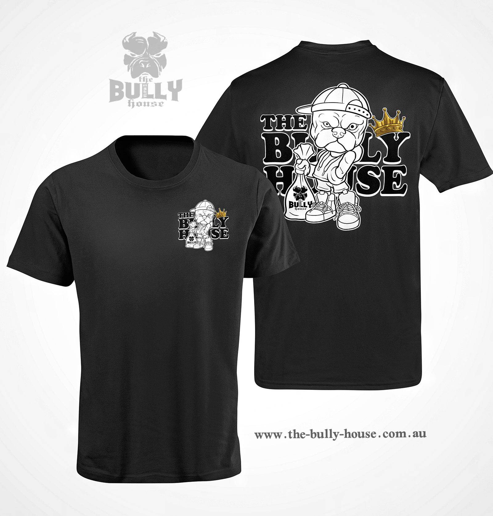 Lil Hoodlum - Black T Shirt - White Edition - Front and Back Print- MENS or Unisex