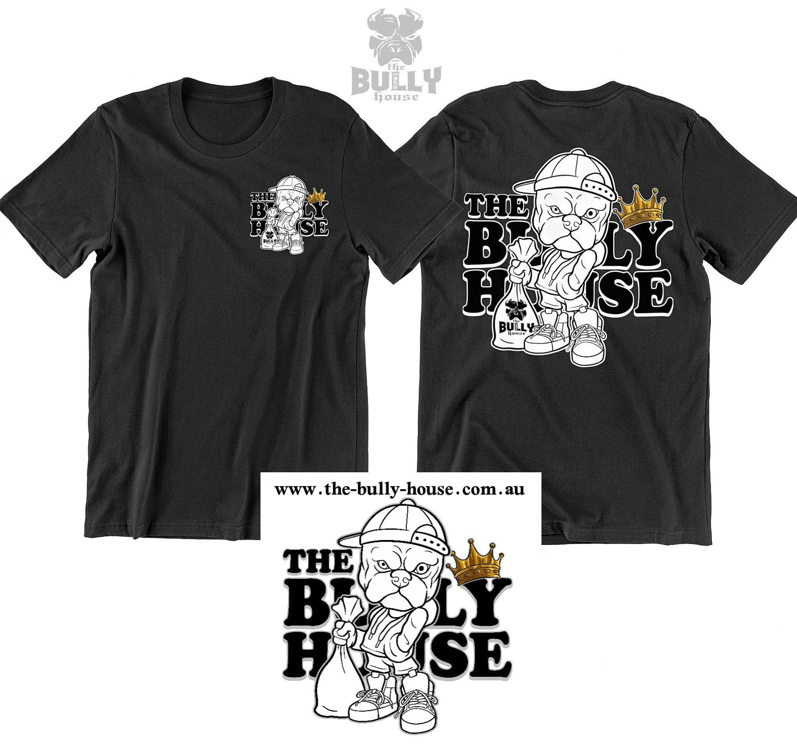 Lil Hoodlum - Black T Shirt - White Edition - Front and Back Print- MENS or Unisex