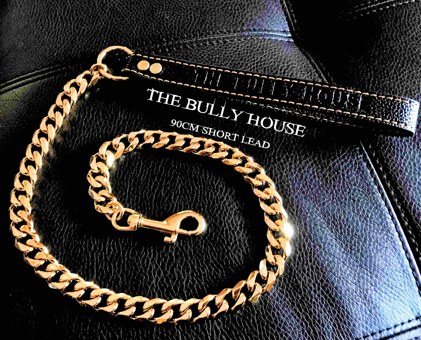 The Bully House "LEASH Collection" GOLD 18mm Wide - 90CM