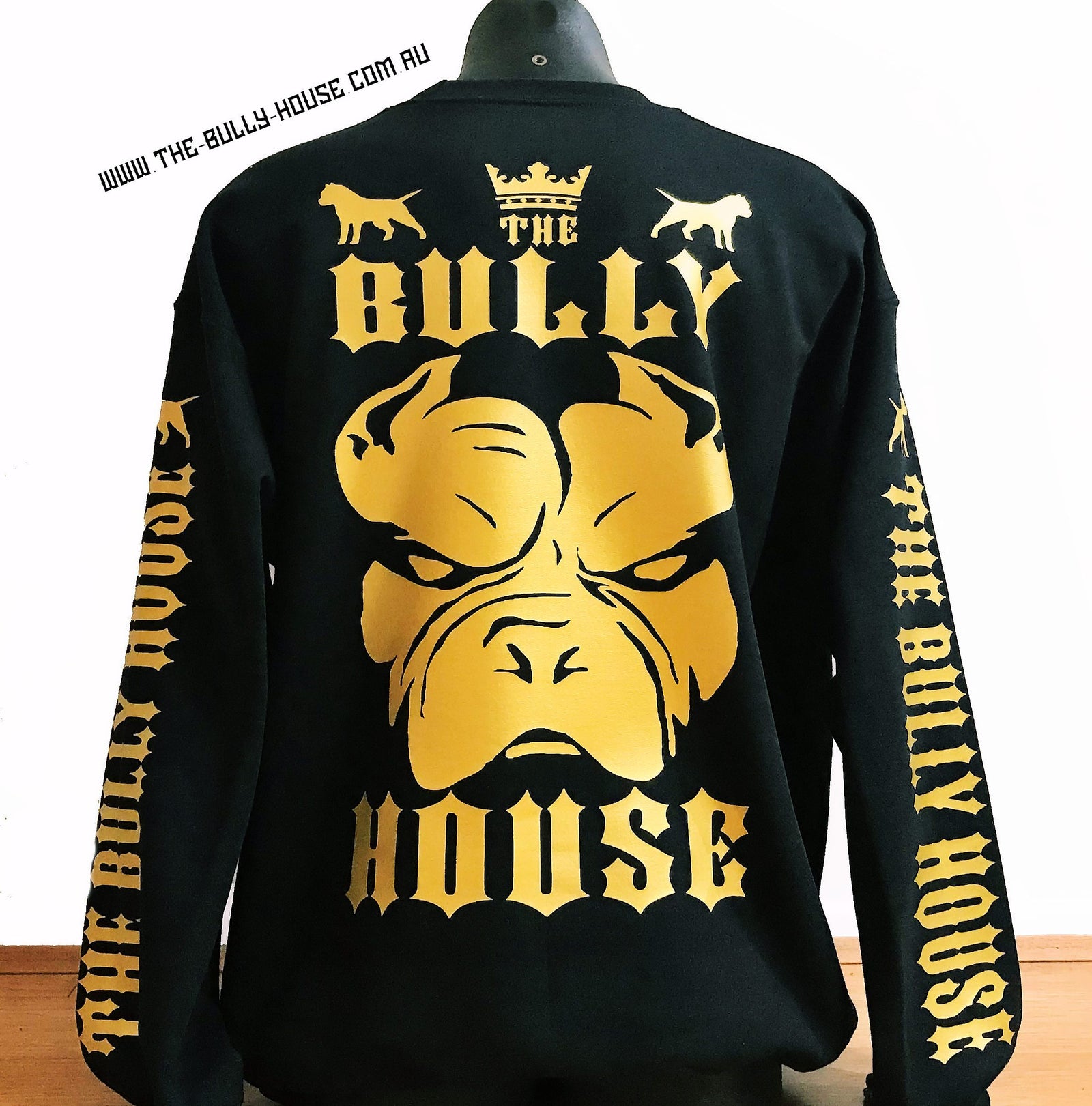 THE BULLY HOUSE Apparel HARDCORE LONG SLEEVE BULLY JUMPERS / (Black and Gold Collection) by THE BULLY HOUSE--(Unisex)
