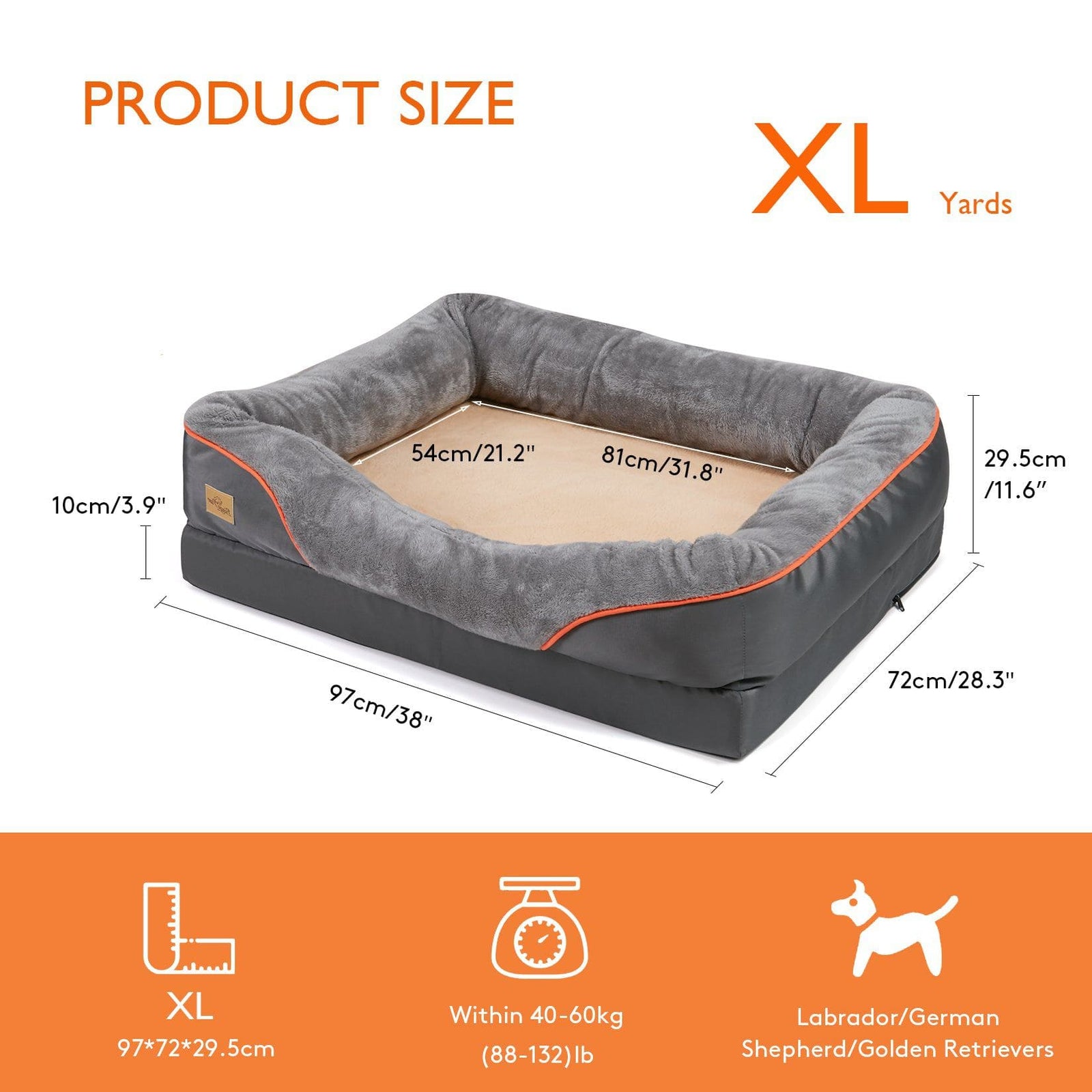 Jumbo Orthopedic Dog Bed Elevated Cushion Warm Waterproof Mattress