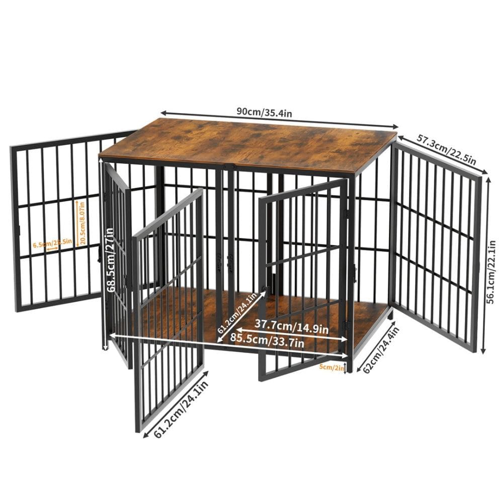 Heavy Duty Furniture Style Dog Cage Side Table Indoor Kennel Crate with Four Doors