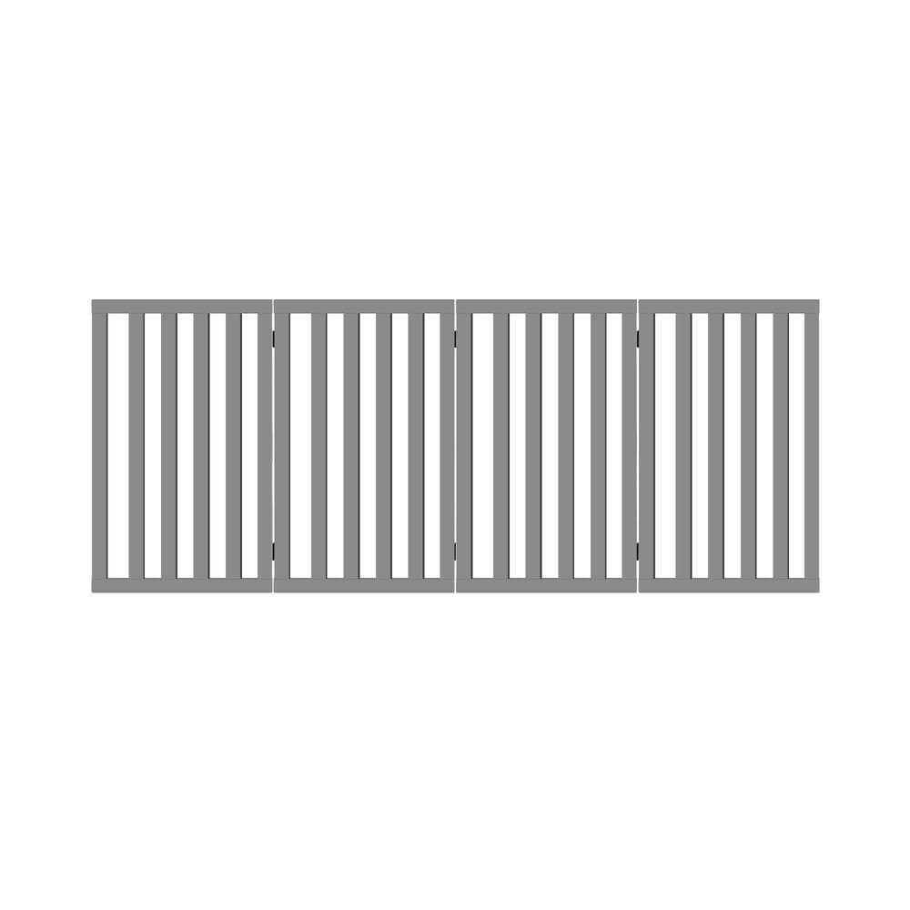 Grey Wooden Pet Gate Dog Fence with 4 Panels 80cm