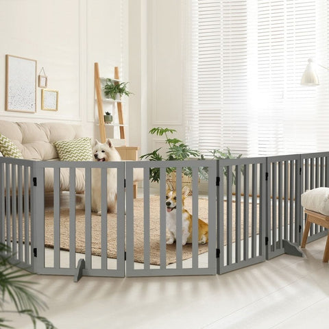 Grey Wooden Pet Gate Safety Barrier (Stairs or room divider) with 4 Panels (1.89mt x 80cm)