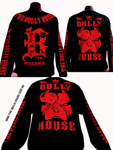 (Pre Order Now) HARDCORE LONG SLEEVE BULLY JUMPERS by THE BULLY HOUSE-(Unisex) Black with Fluro Green Print