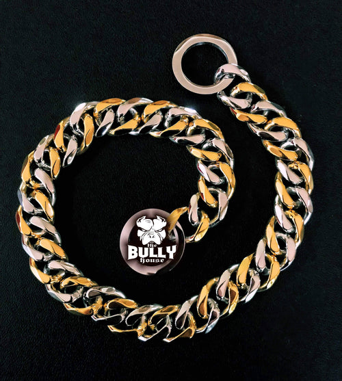 The Bully House "CHECK CHAIN Collection" -  (2 TONE) Gold/Silver Link - 20mm Wide