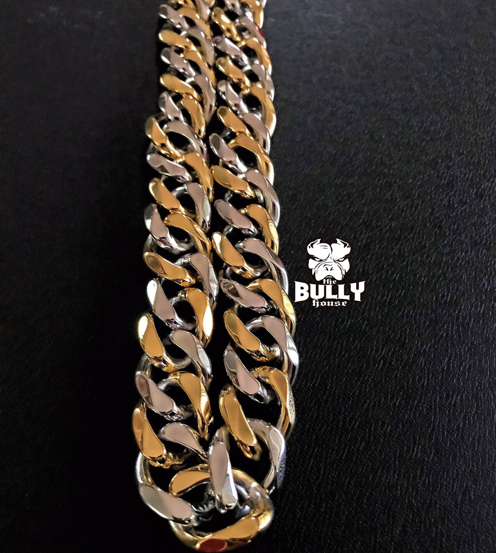 (Pre Order Now - Arriving approx end of DEC) The Bully House "CHECK CHAIN Collection" -  (2 TONE) Gold/Silver Link - 20mm Wide