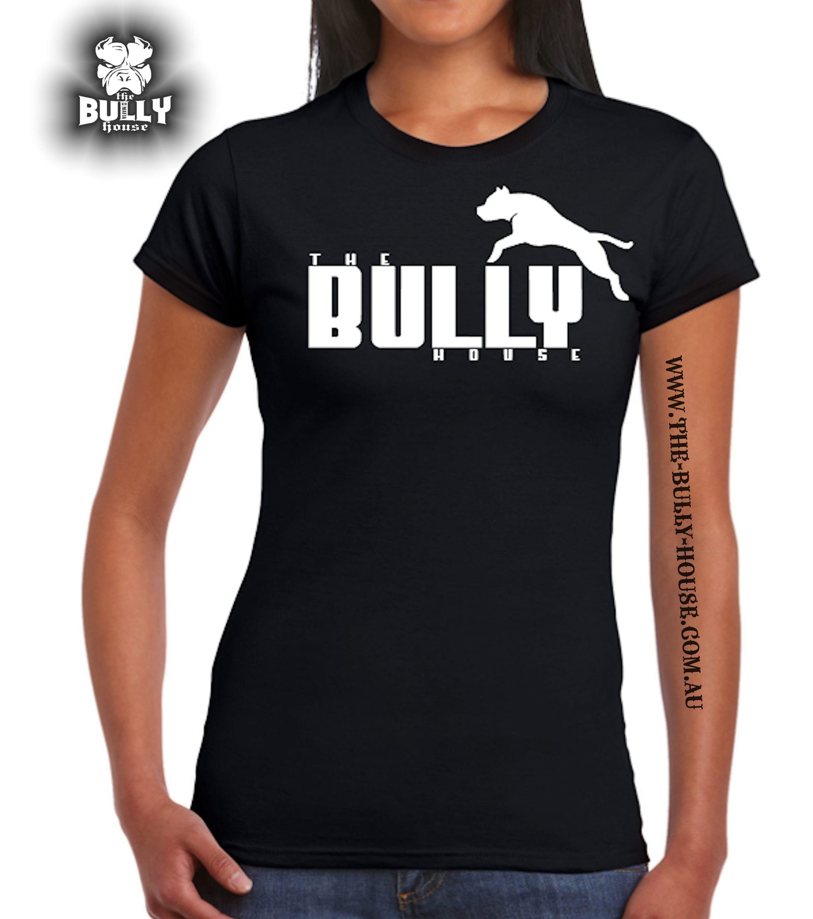 The Bully House -- INSPIRED NO.1 -- T-Shirt - WOMENS  CUT (White print)