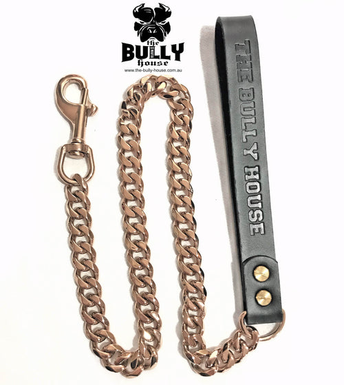 The Bully House "LEASH Collection" ROSE GOLD 18mm Wide - 130CM LONG