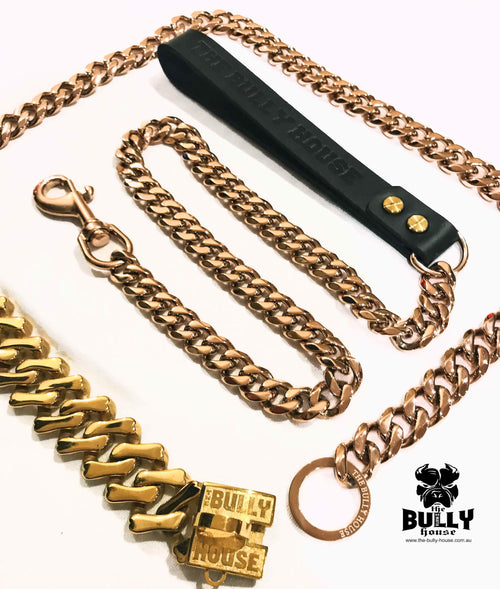 The Bully House "LEASH Collection" ROSE GOLD 18mm Wide - 90CM