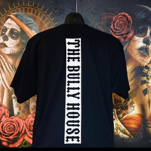 The Bully House -- Neck Piece/Logo -- T-Shirt - MENS  CUT // White Print