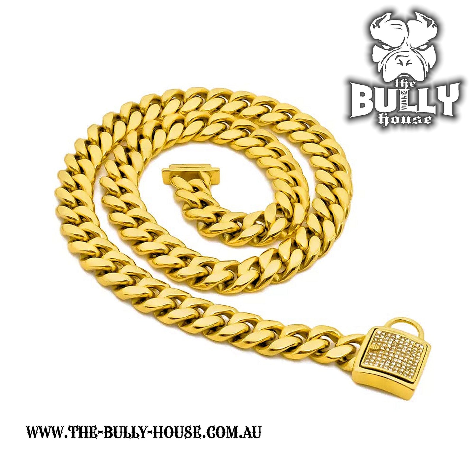 (Pre Order Now - Arriving approx end of DEC) The Bully House "MIAMI Diamond Padlock" - GOLD 14mm Wide -