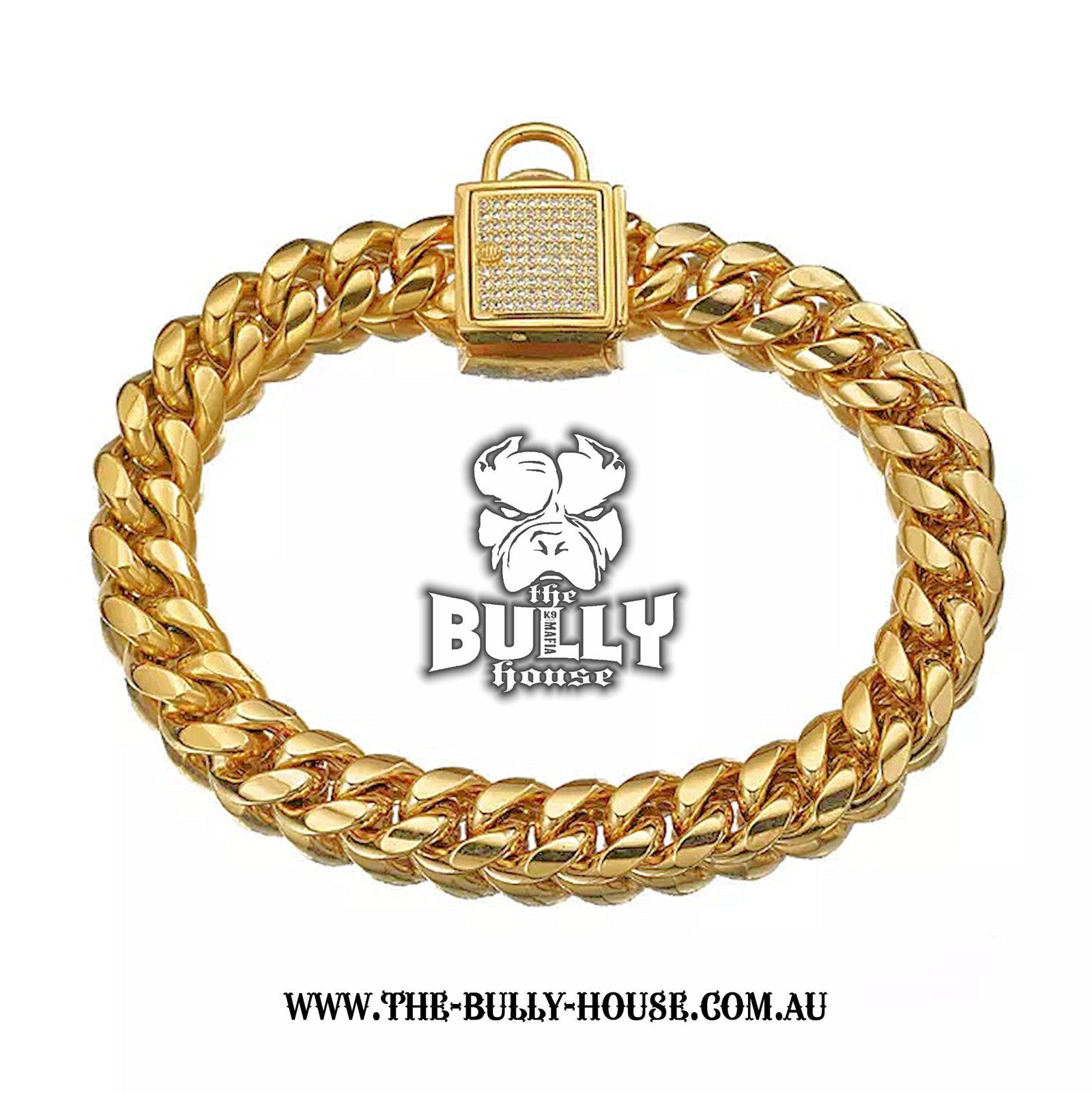 (Pre Order Now - Arriving approx end of DEC) The Bully House "MIAMI Diamond Padlock" - GOLD 14mm Wide -