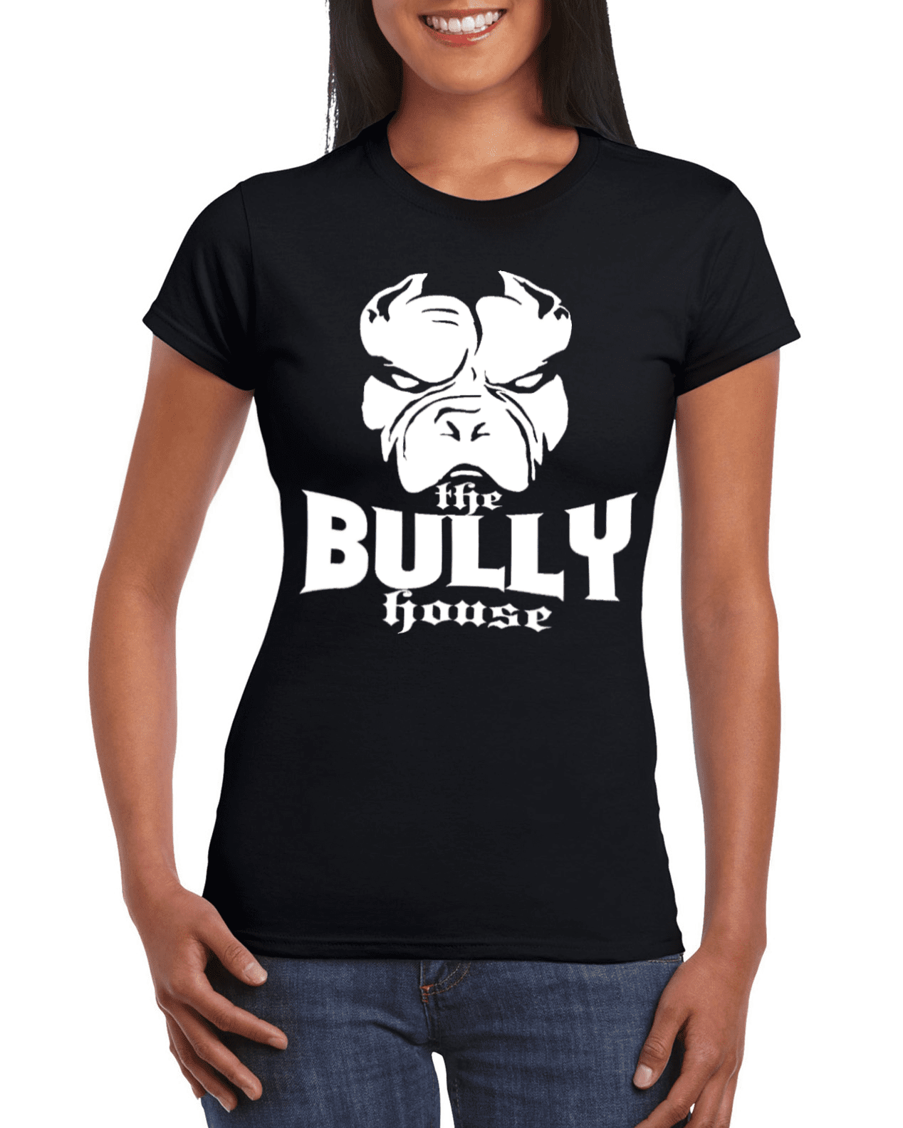 The Bully House -- T-SHIRT - WOMENS  CUT (White print)