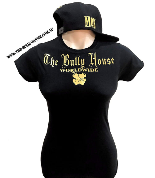 The Bully House -- MEDALLION -- T-Shirt - WOMENS CUT // Gold Print