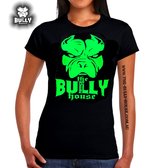 The Bully House - Womens T-SHIRT - FLURO GREEN Print