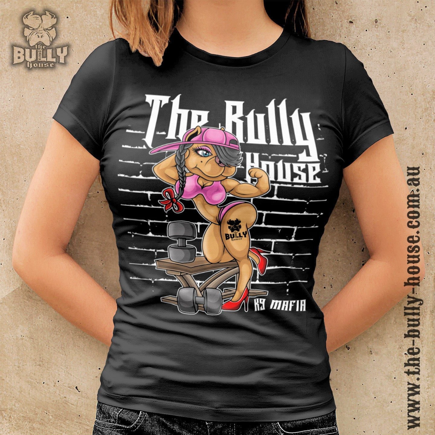 Hustle for the Muscle - T Shirt - Cutie Bully Girl - Womans
