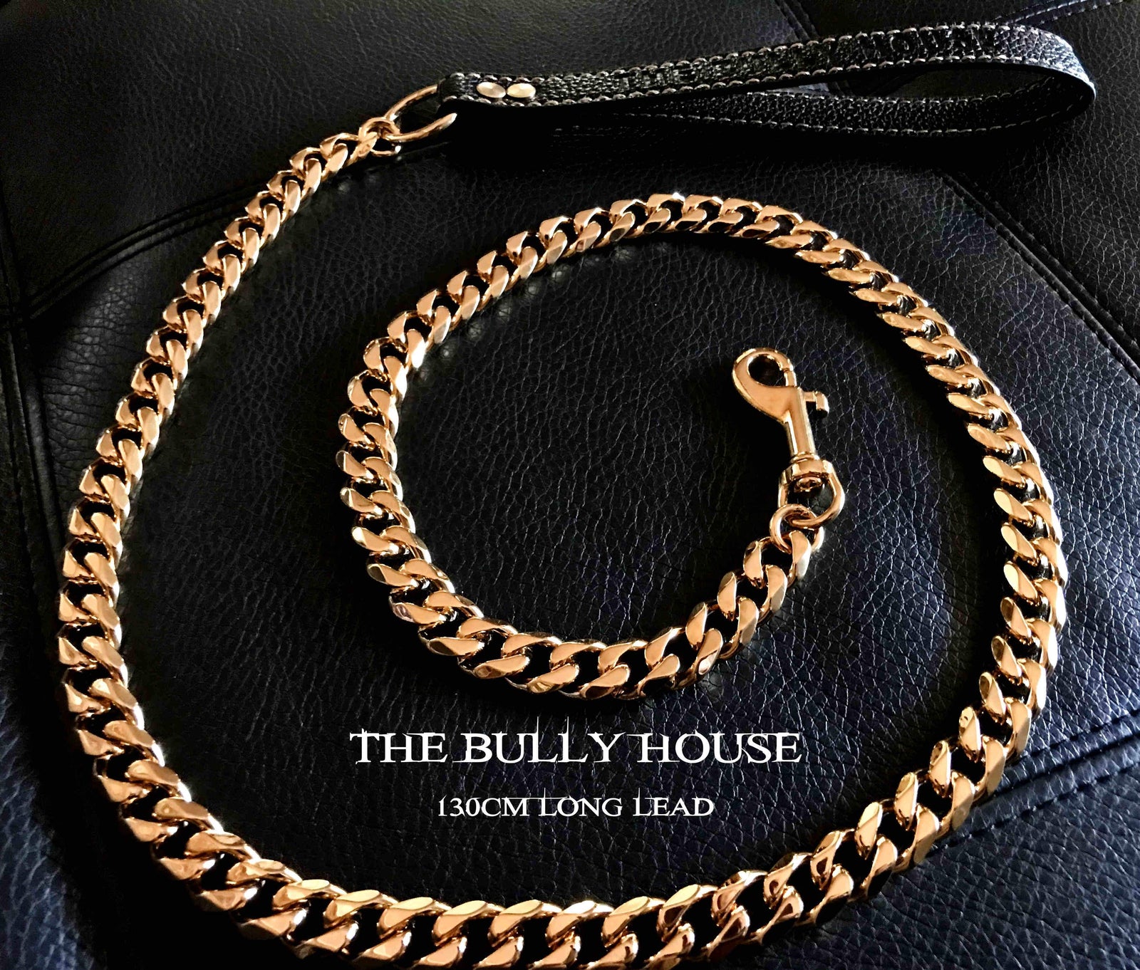 (Pre Order Now - Arriving approx end of DEC) The Bully House "LEASH Collection" GOLD 18mm Wide - 130CM LONG