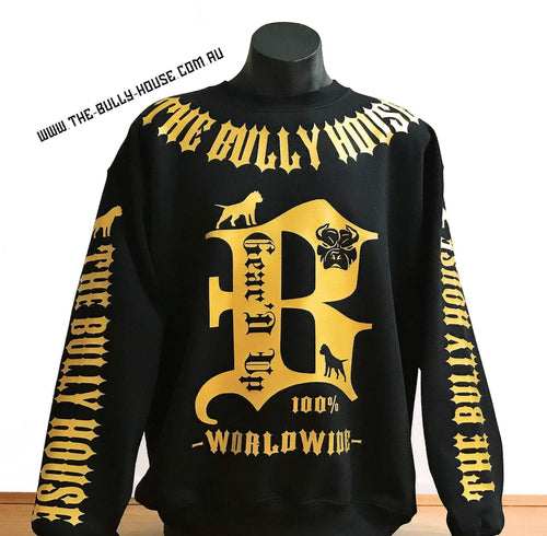 THE BULLY HOUSE Apparel HARDCORE LONG SLEEVE BULLY JUMPERS / (Black and Gold Collection) by THE BULLY HOUSE--(Unisex)