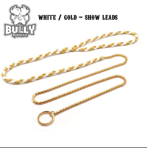 SHOW LEAD / LEASH (White and Gold)